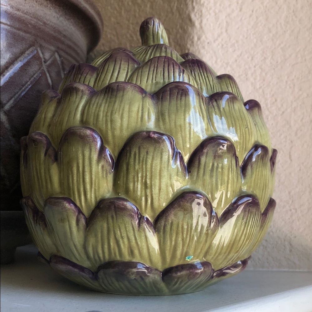 Home Interiors Ceramic Artichoke in Olive and Plum